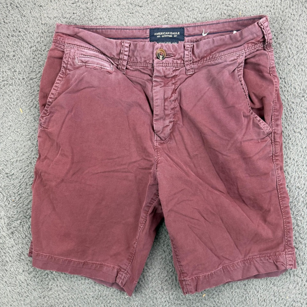 American Eagle Ne(x)t Level Flex Slim Shorts‎ Mens 28 Burgundy Maroon RN54485